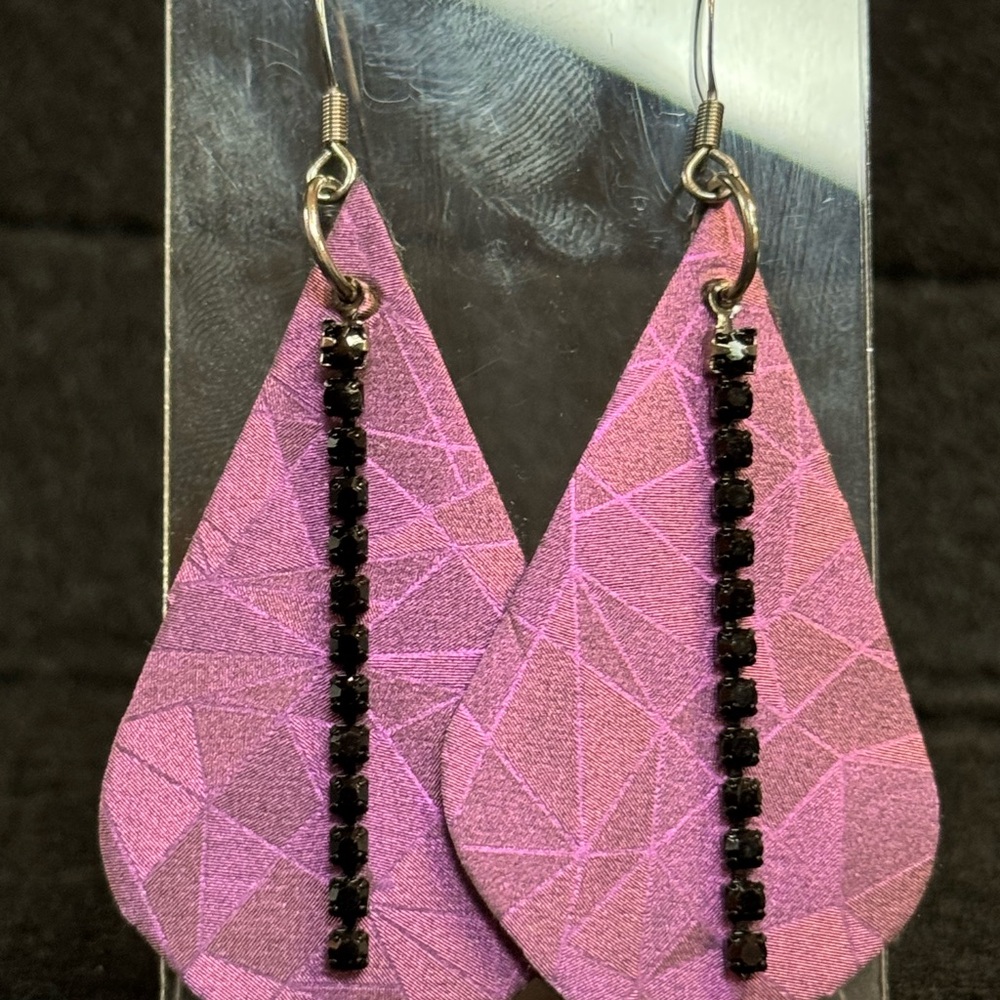Purple and Black Geometric Earrings